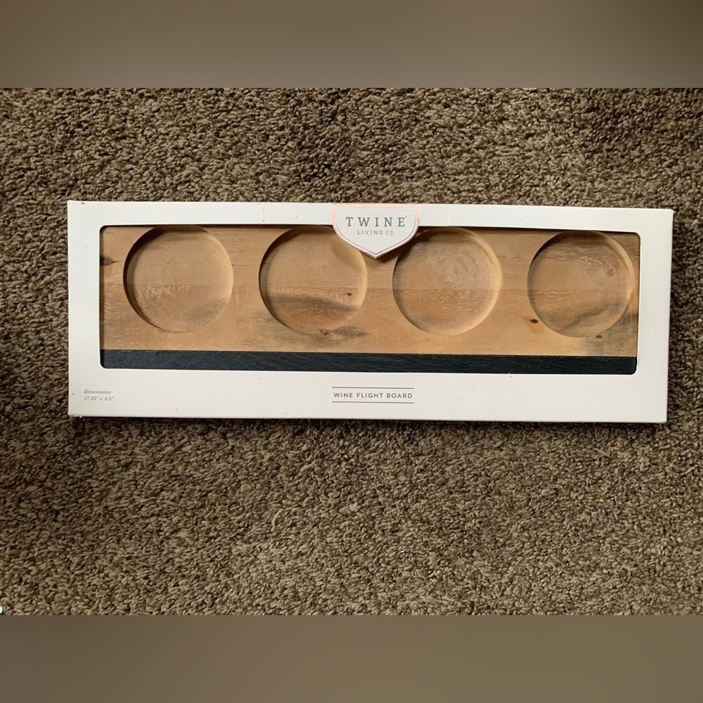 Twine Living Co. Acacia Wood & Slate Wine Flight Board